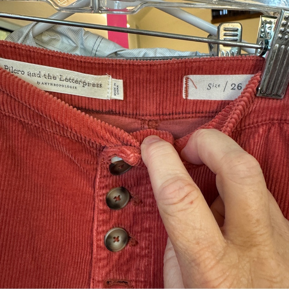 Anthropologie Pilcro Burnt Orange Button Fly High Waisted Wide Leg Pants Size 26 - Picture 2 of 3
